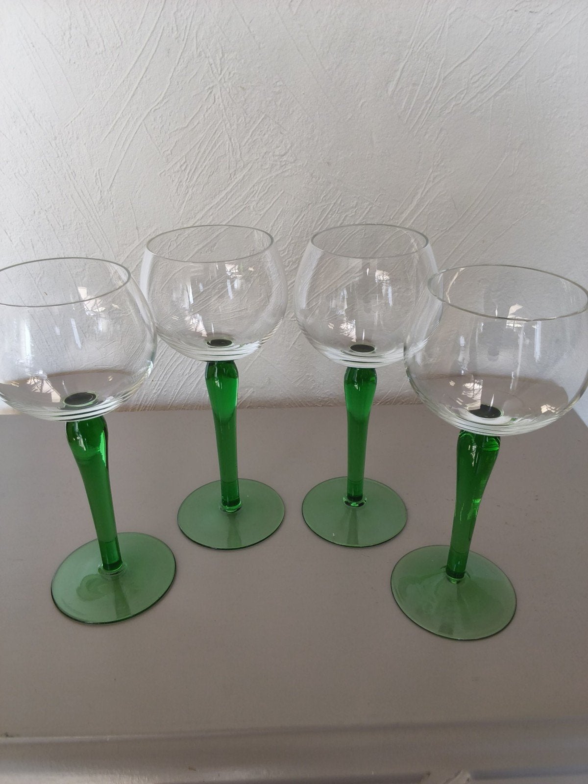 Wijngelazen groen voetje  ! ( 4 stuks), Ophalen