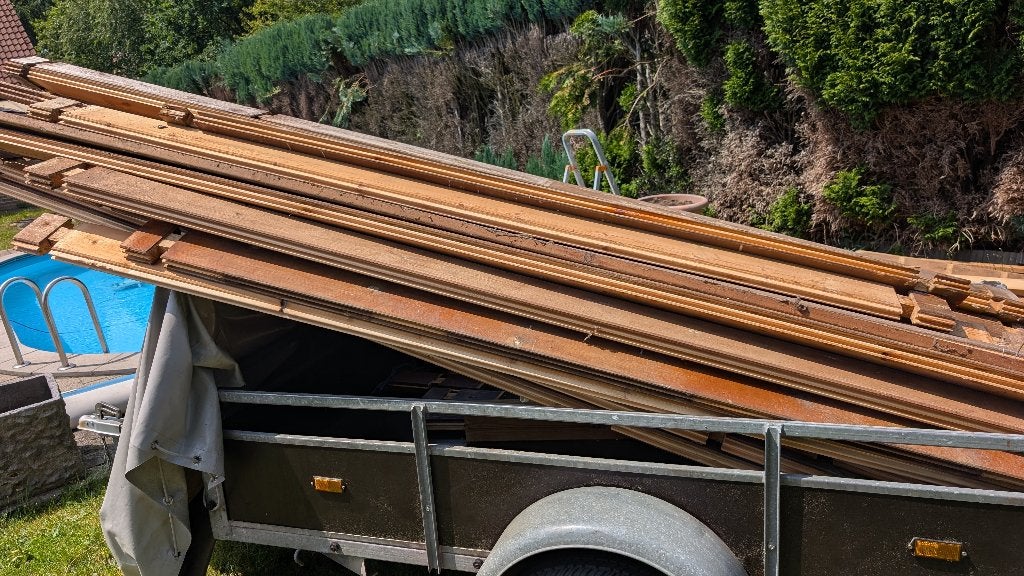 Planken tand groef stapelbouw, Enlèvement ou Envoi, Planche, Comme neuf, Imprégné