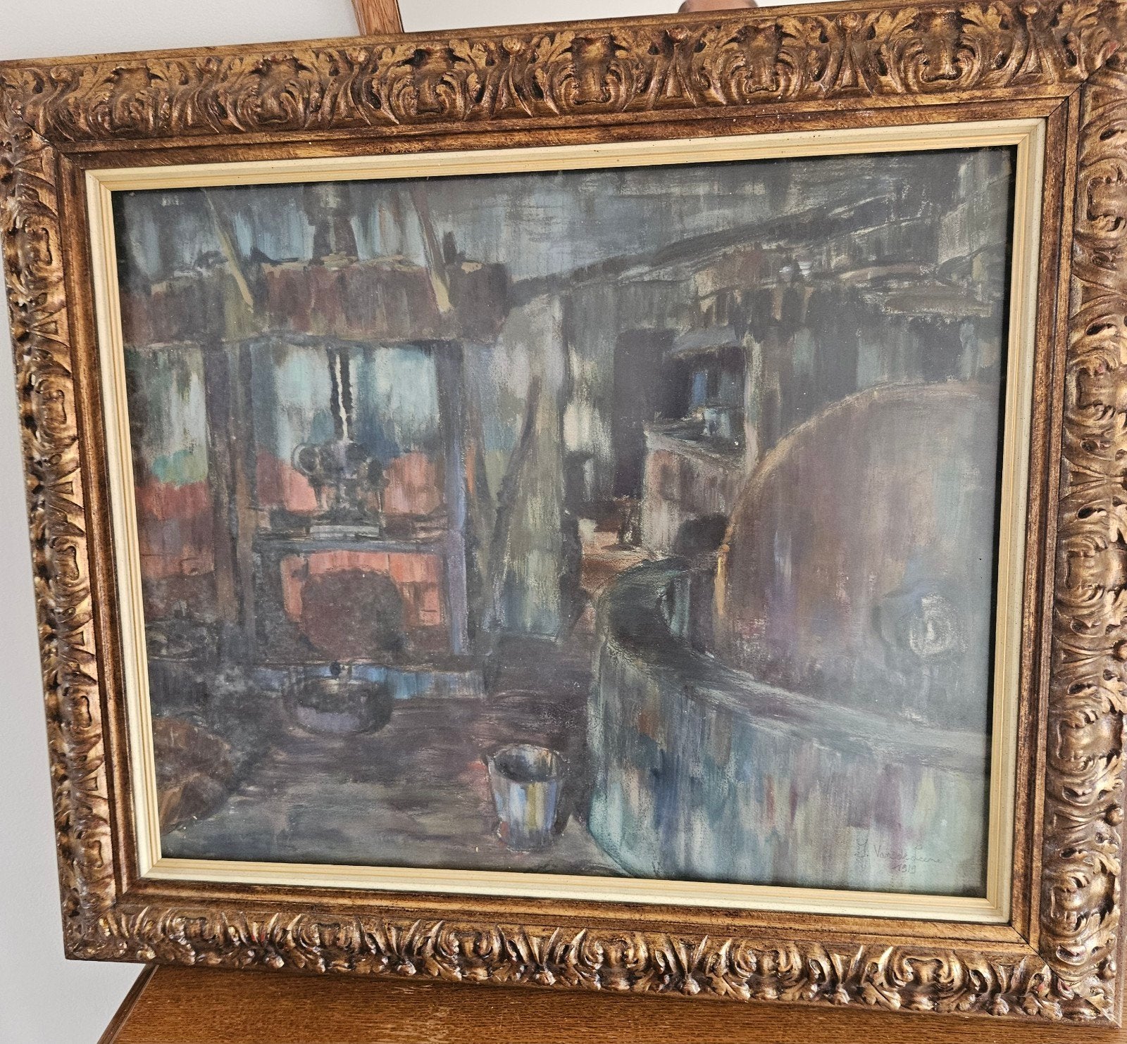 Jules van de Leene (1887-1962) 1919 peinture à la gouache, Gouache, Autres sujets, Daté, Enlèvement