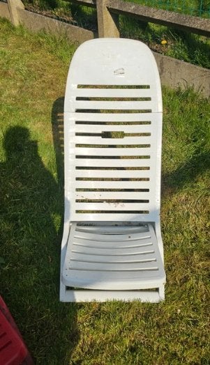 Chaise de plage/jardin pliante en plastique blanc (Curver), Enlèvement ou Envoi, Utilisé, Plastique, Ajustable