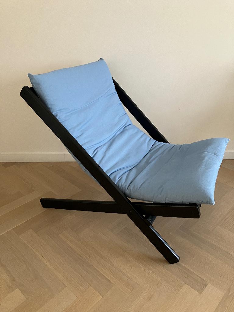 Loungestoel / strandstoel/ vouwstoel hout Karup, Tuin en Terras, Tuinstoelen, Zo goed als nieuw, Hout, Inklapbaar, Ophalen