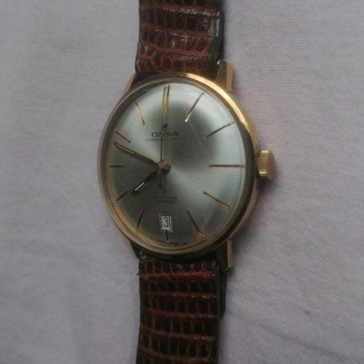 Montres Vinteg plaqué or 20micr.Rar, Montre-bracelet, Autres marques, Cuir, Comme neuf