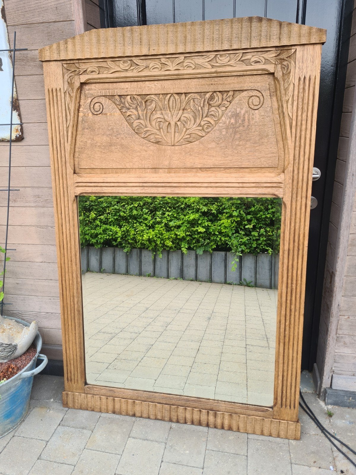 Beau miroir ancien en chêne, transparent sablé - miroir de c, Enlèvement