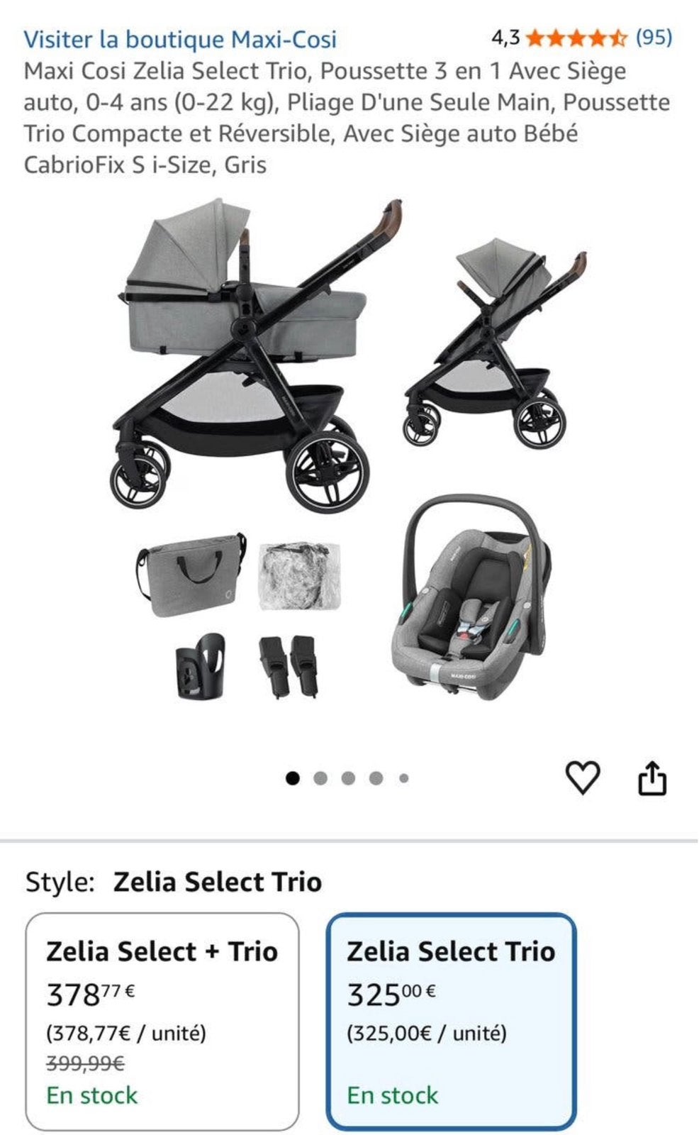 Poussette Maxi Cosi Zelia S Trio, Enfants & Bébés, Avec siège auto, Comme neuf, Enlèvement, Poussette