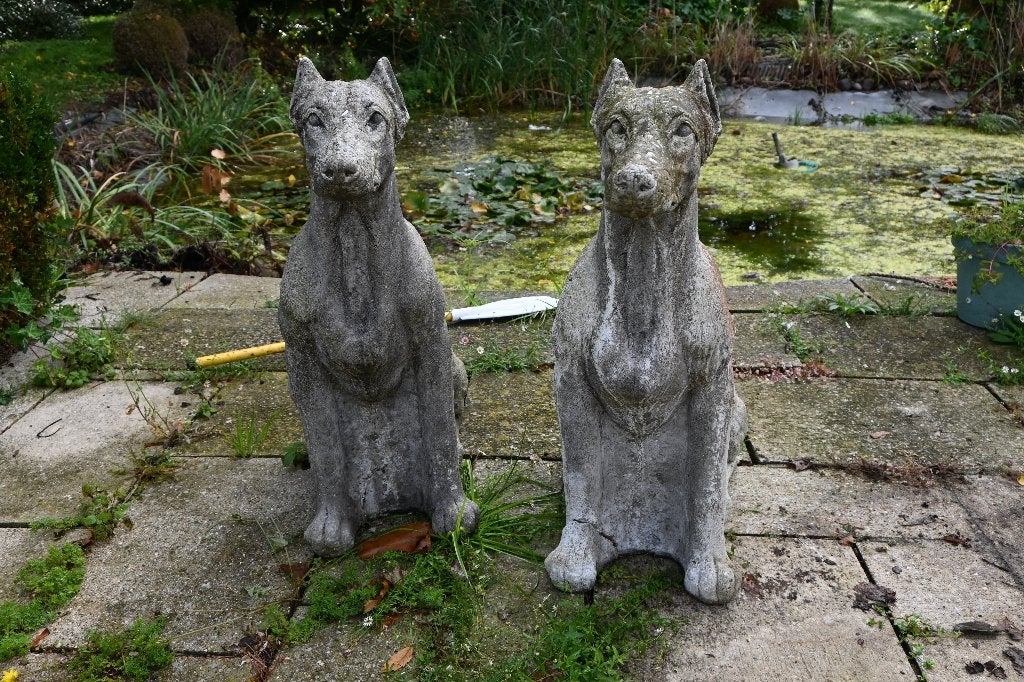 2 grandes sculptures de jardin en béton Watch Dogs, Enlèvement, Utilisé, Pierre, Animal