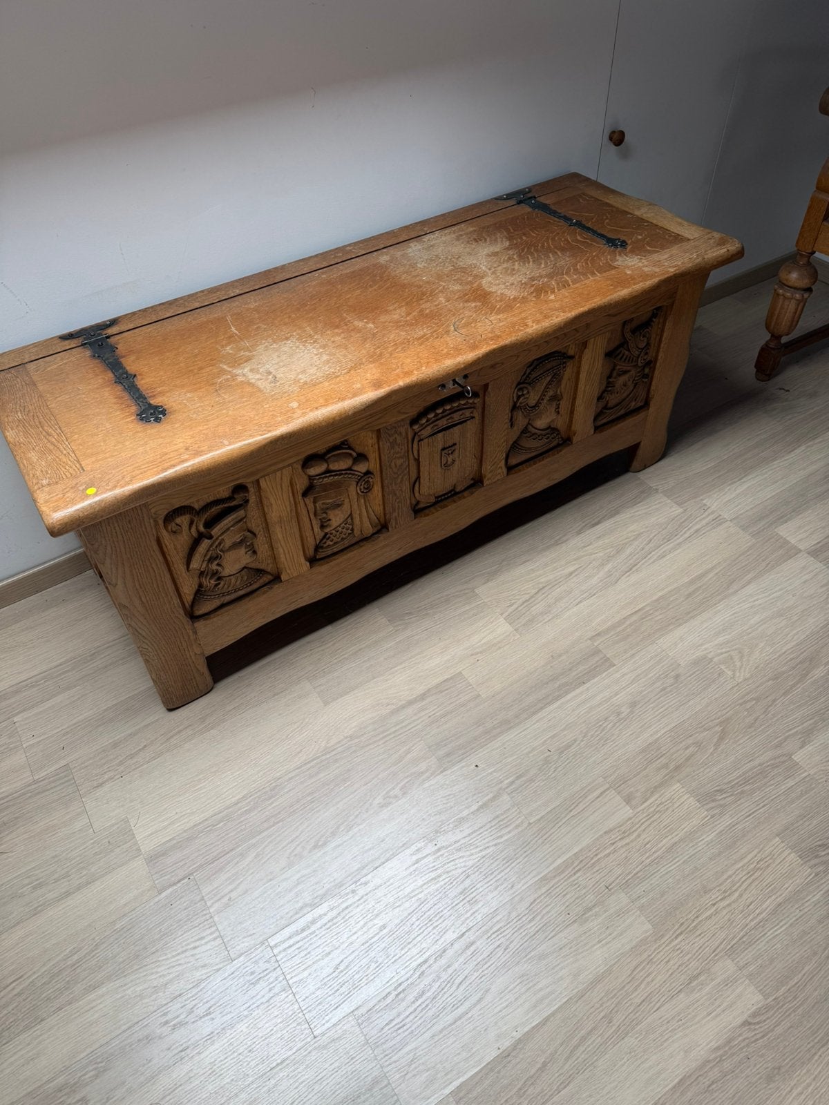 Massief eiken dekenkist / opbergkist, Ophalen, Minder dan 50 cm, Gebruikt, 100 tot 150 cm