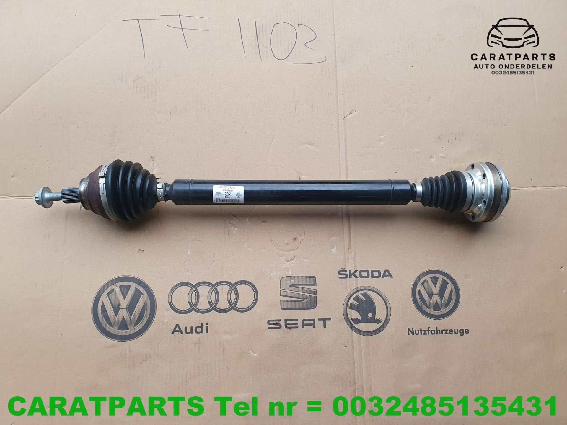 5K0407272A Tiguan cardan Q3 aandrijfas Caddy kardan Golf 6, Gebruikt, Volkswagen AG, Vw@volkswagen.de, Audi