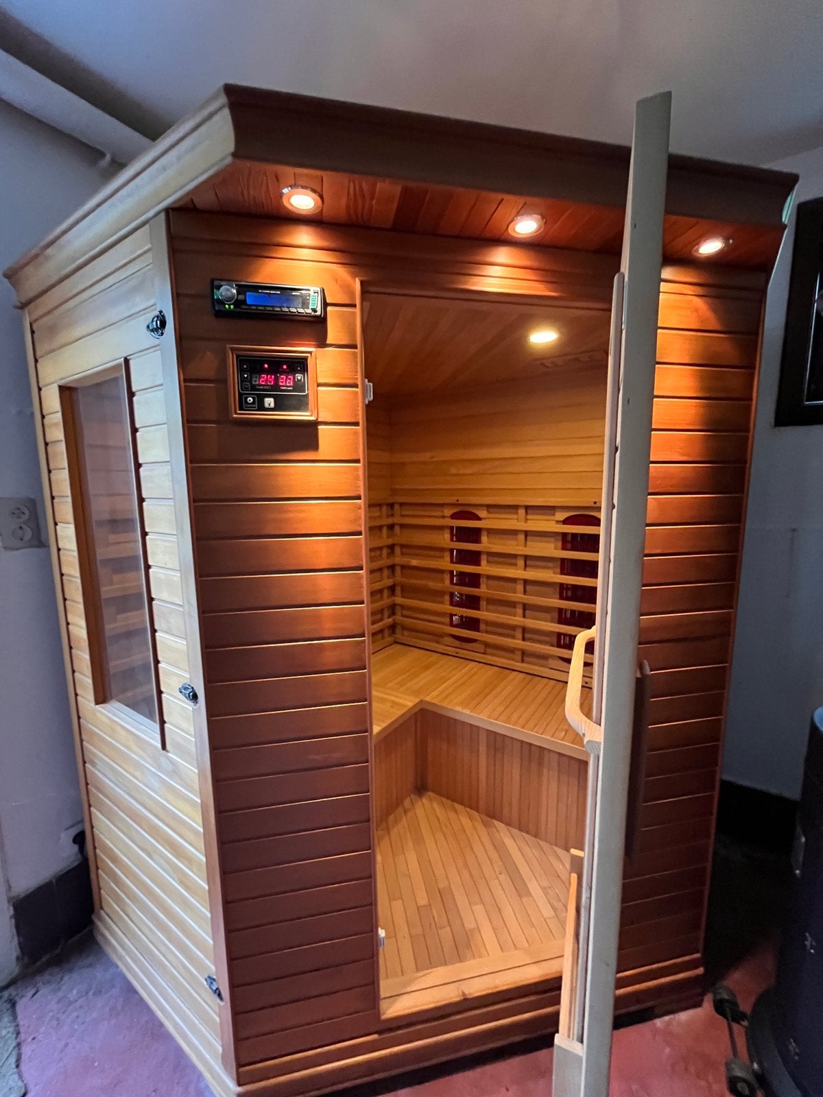 Infraroodsauna hoekmodel, Ophalen, Gebruikt, Infrarood, Complete sauna
