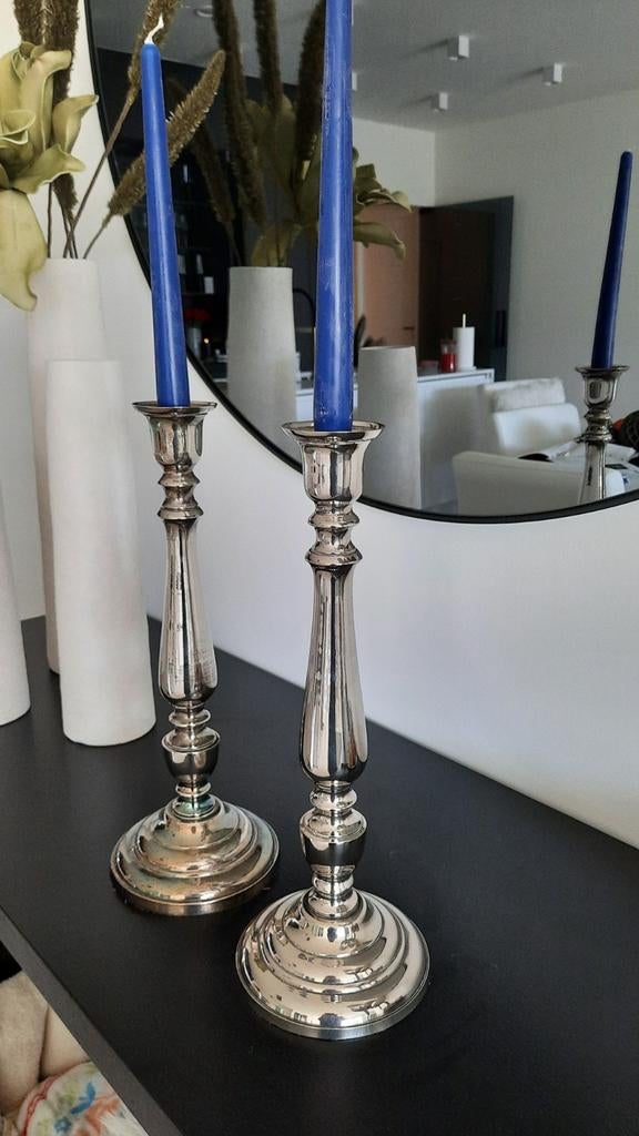 2 VERZILVERDE KANDELAARS, Ophalen of Verzenden