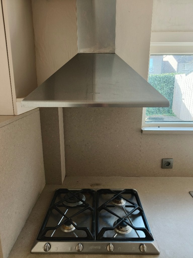Gasfornuis + dampkap Smeg, Ophalen, Gebruikt, 60 cm of meer, 4 kookzones