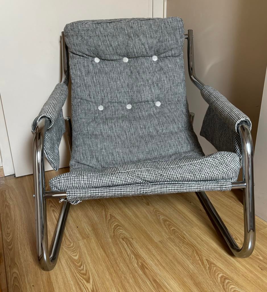 Fauteuil / zeteltje / eenzit met buisframe, Huis en Inrichting, Ophalen, Zo goed als nieuw, Metaal, Modern
