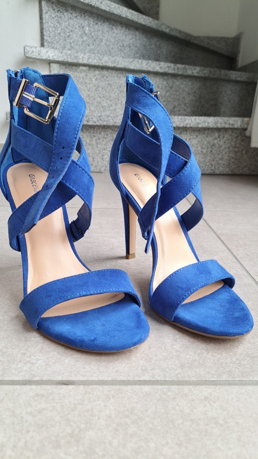 Blauwe stilettos - Zomerschoenen - Maat 38 - Graceland, Chaussures à haut talons, Comme neuf, Enlèvement, Graceland