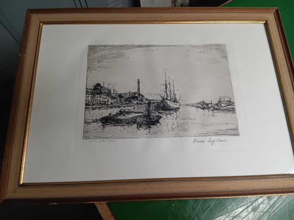 ets gesigneerd, Henri Logelain , Oostende, Ophalen of Verzenden, Ets, Gesigneerd