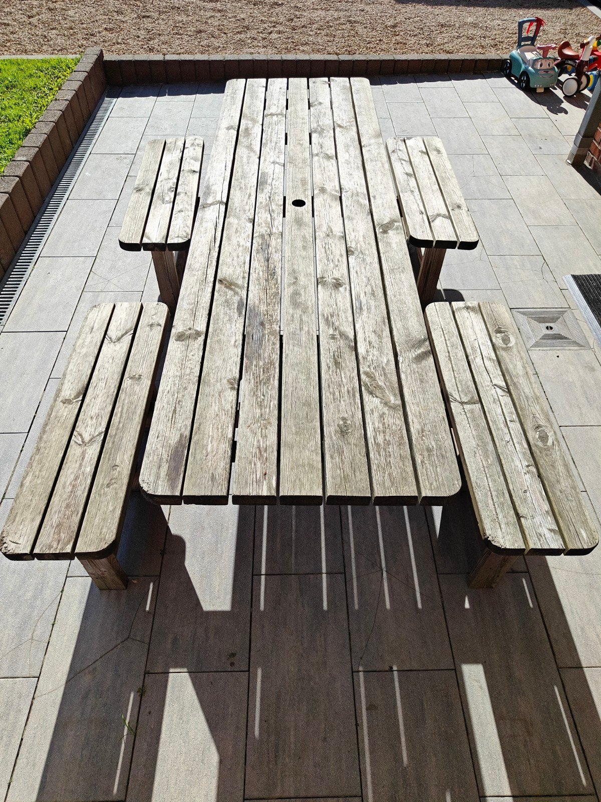 Picknick tafel Familie, Tuin en Terras, Ophalen, Gebruikt, Rechthoekig, Hout