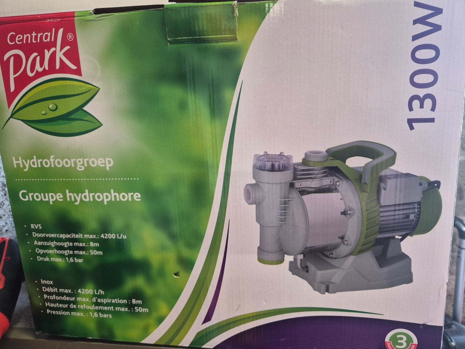 central park hydrofoorpomp1300w, Jardin & Terrasse, Enlèvement ou Envoi, Comme neuf, Pompe de bassin