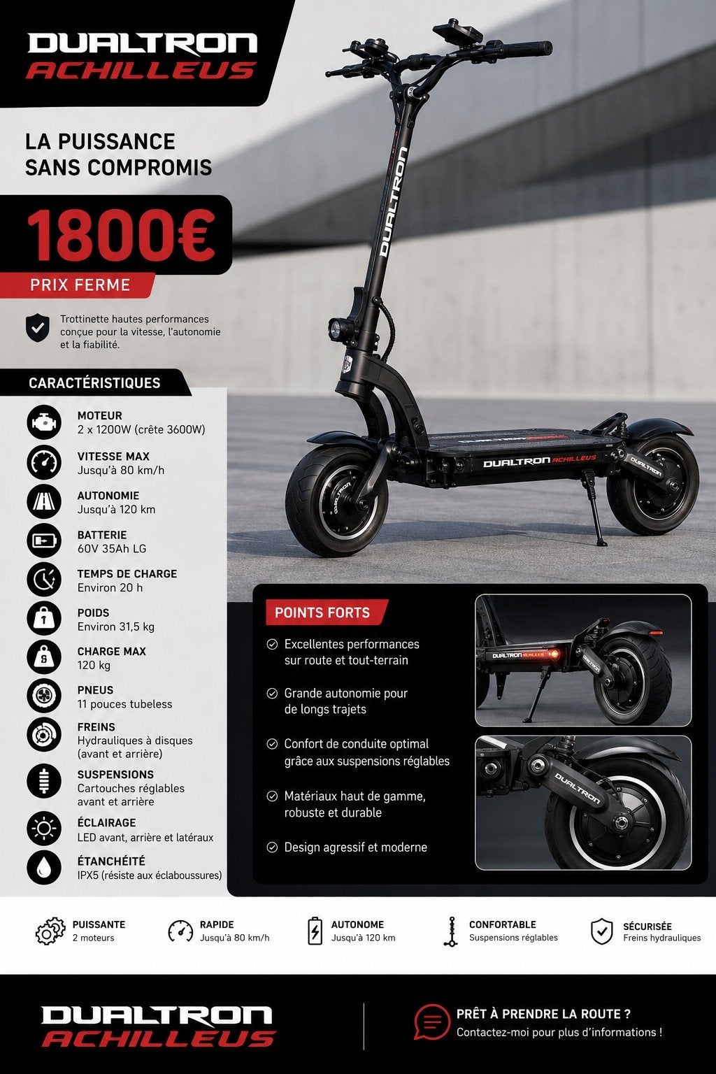 dualtron Achilleus 20km, Ophalen, Nieuw, Elektrische step (E-scooter), Dualtron