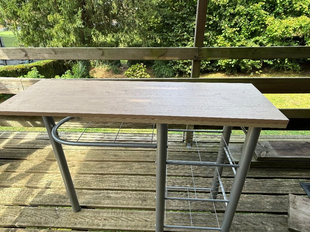 table bistrot avec 2 tabourets, 100 à 150 cm, Comme neuf, Enlèvement, Rectangulaire