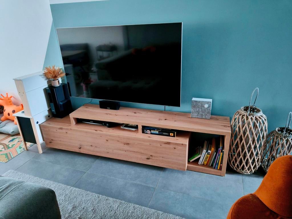 Eiken tv kast - 1 lade, 219cm breed, Enlèvement