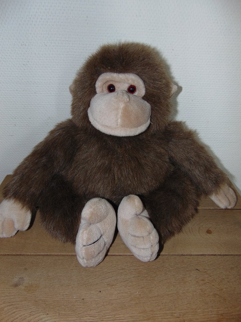 Knuffel aap 30 cm nieuwstaat, Brun, Comme neuf, Moyen (20 à 80 cm), Enlèvement ou Envoi