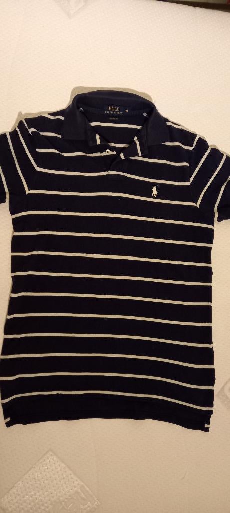 polo à logo blanc rayé bleu et blanc Ralph Lauren M, Vêtements | Hommes, Polos, Comme neuf, Taille 48/50 (M), Bleu, Enlèvement ou Envoi