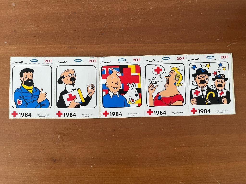 Hergé Tintin 5 autocollants La Croix Rouge de Belgique, Enlèvement ou Envoi