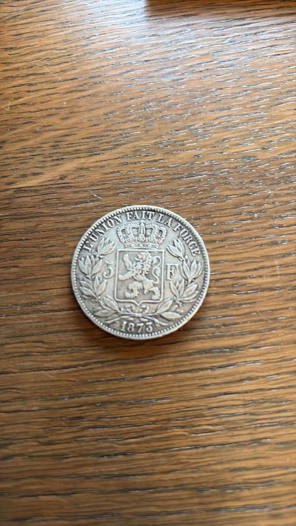 Zilveren munt 5 F (1873), Postzegels en Munten, Munten | België, Ophalen of Verzenden, Zilver, Losse munt, Zilver
