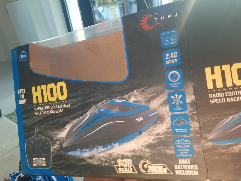 H100 rc boot met 3 batterijen onderdelen, Envoi, Utilisé, Plus grand que 1:32, Autres marques