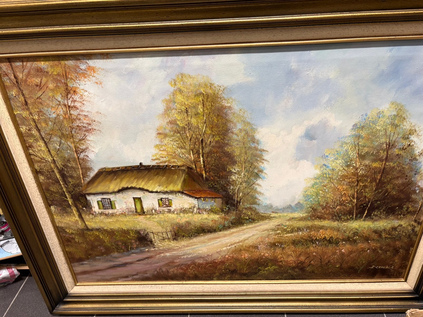 Schilderij op doek van devolder met kader, Antiek en Kunst, Ophalen, Doek, Landschap, Klassiek