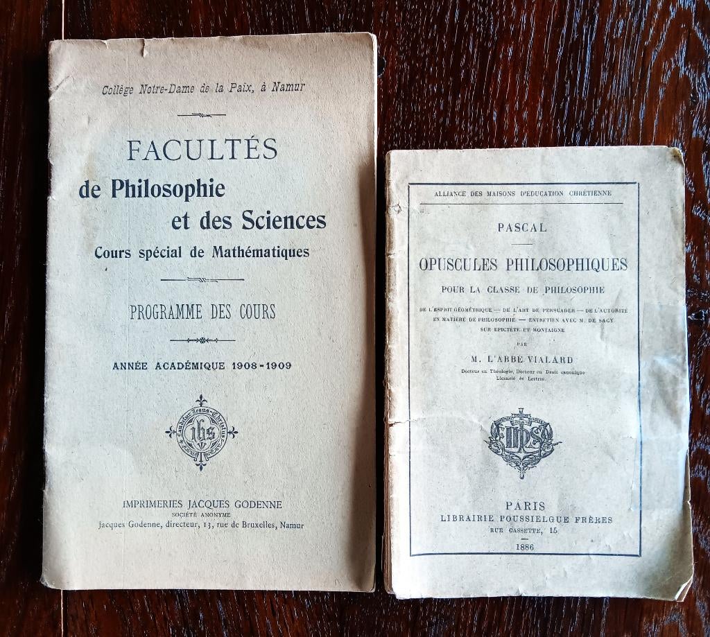 OPUSCULES PHILOSOPHIQUES  PASCAL + COURS MATHEMATIQUES, Enlèvement