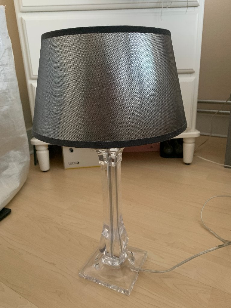 Lampe de table design en acrylique transparent,gris, Avec abat-jour, Enlèvement ou Envoi, 44 cm, Gris
