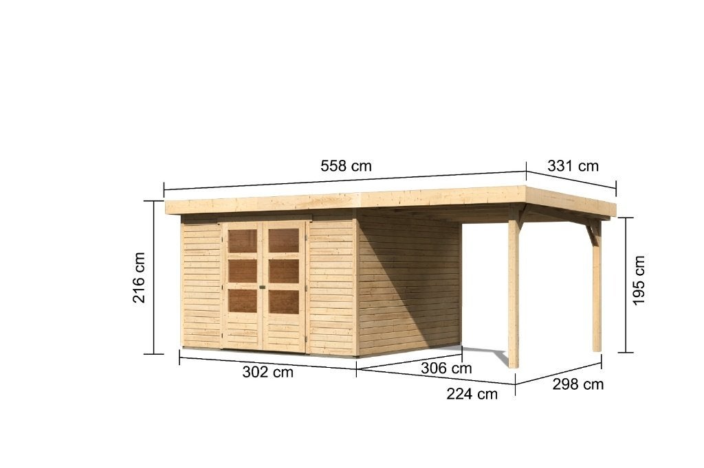Tuinhuis Askola 6 met Overkapping 558 x 331 cm - NIEUW!, Ophalen, 200 tot 400 cm, Tuinhuis, Nieuw