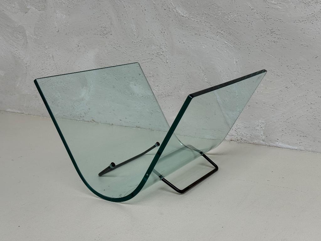 Porte-revues design Fiam Italia | 1980 | Verre incurvé, Maison & Meubles, Enlèvement ou Envoi, Utilisé