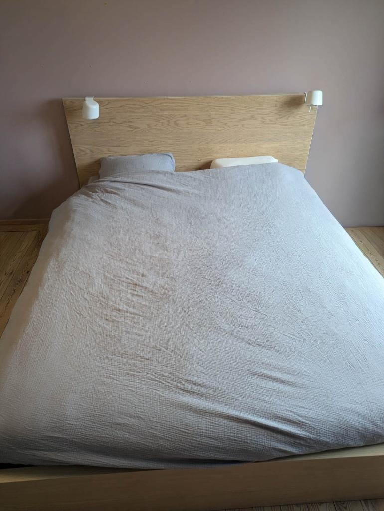 IKEA Malm 160x200 + lattenbodem + matrassen, Huis en Inrichting, Ophalen, Gebruikt, Tweepersoons, Matras