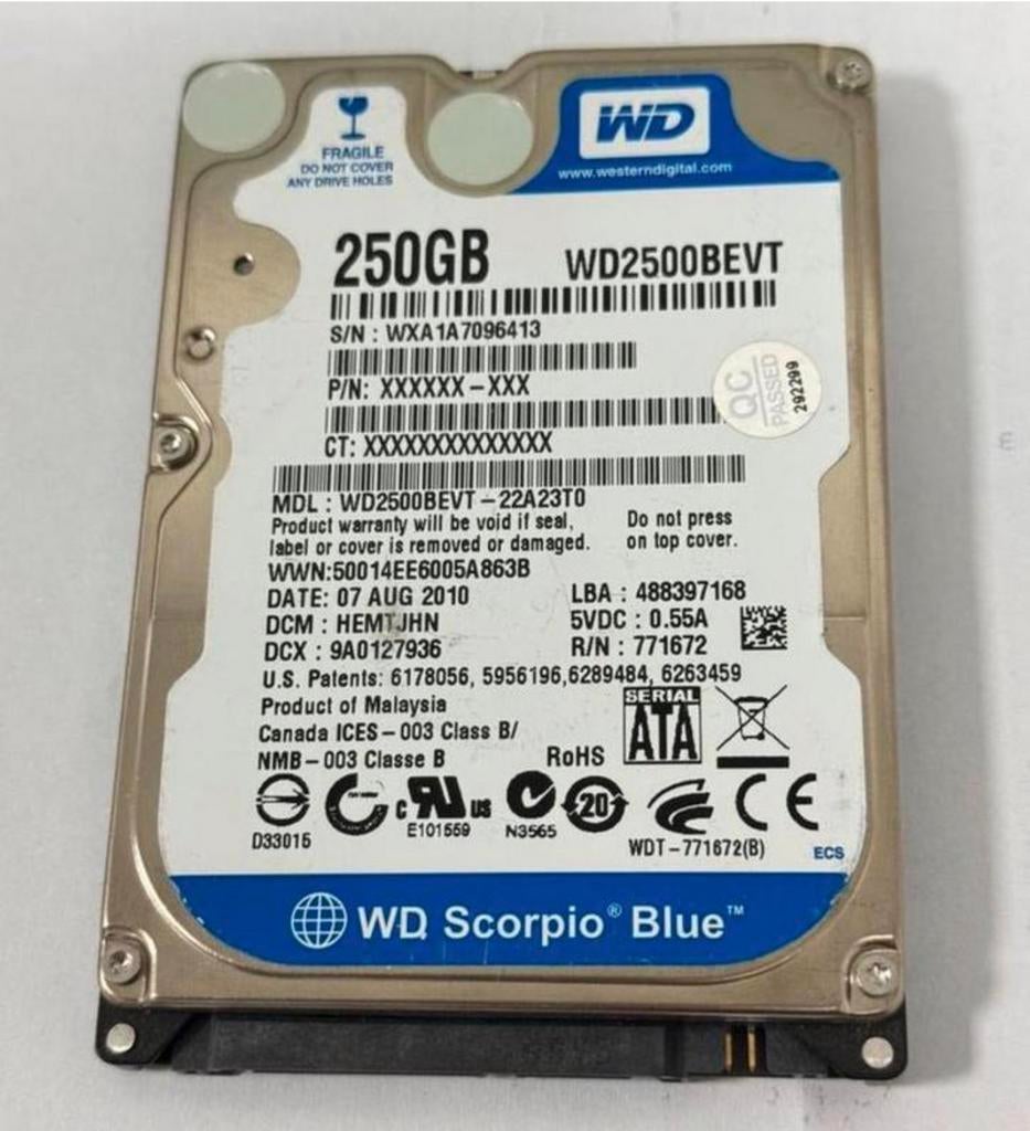 DISQUE DUR SATA 2,5” 250 GO HIGH SIERRA 10.13.6 MACBOOK, Enlèvement ou Envoi, Comme neuf, SATA