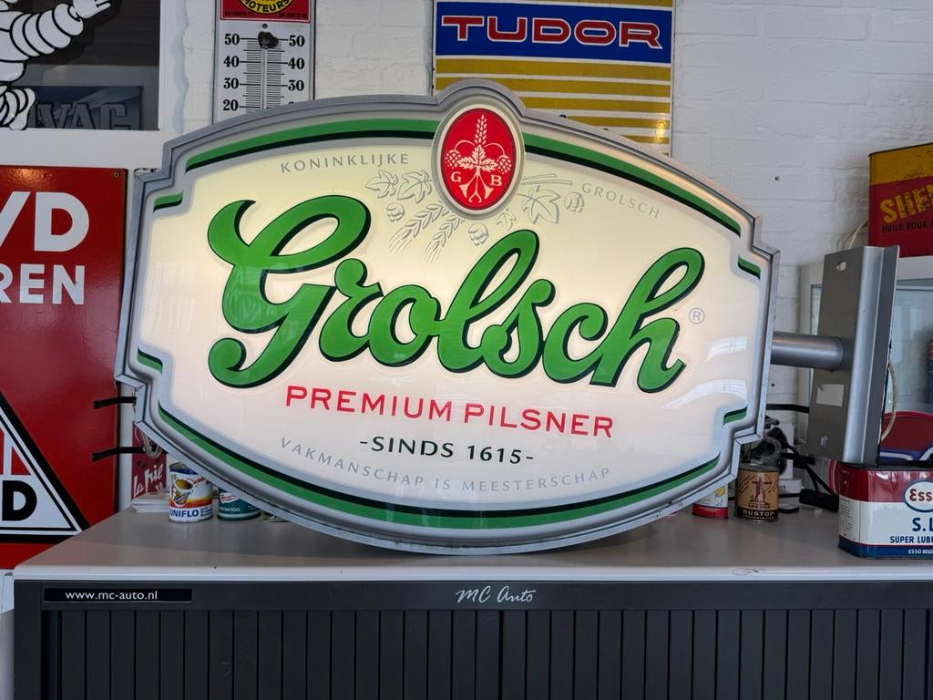 Grolsch bier reclame lichtbak, Ophalen, Gebruikt, Lichtbak of (neon) lamp