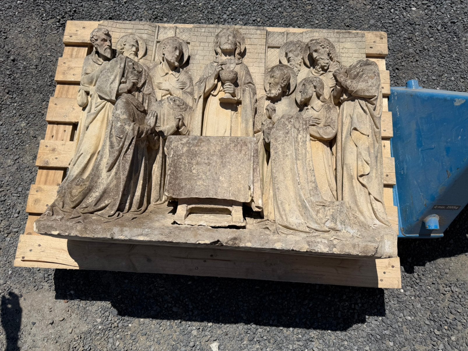 Important relief religieux en pierre La Cène XIXe 90 cm, Antiquités & Art, Enlèvement
