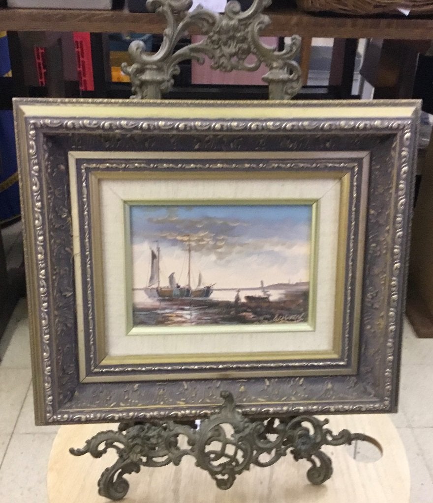 Zeer mooi paneeltje W.Hove, Antiek en Kunst, Kunst | Schilderijen | Klassiek, Ophalen of Verzenden, Met passe-partout, Landschap