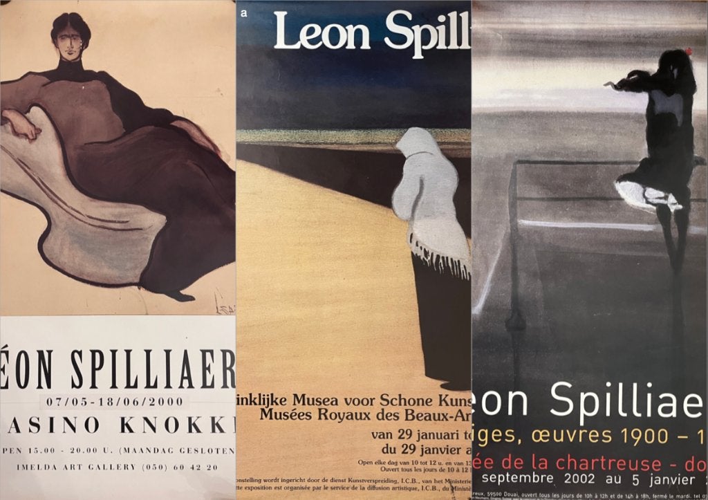 Lot 5 originele expo affiches Spilliaert - Symbolisme, Antiek en Kunst, Origineel, Ophalen, Portret en Figuren, Offsetdruk