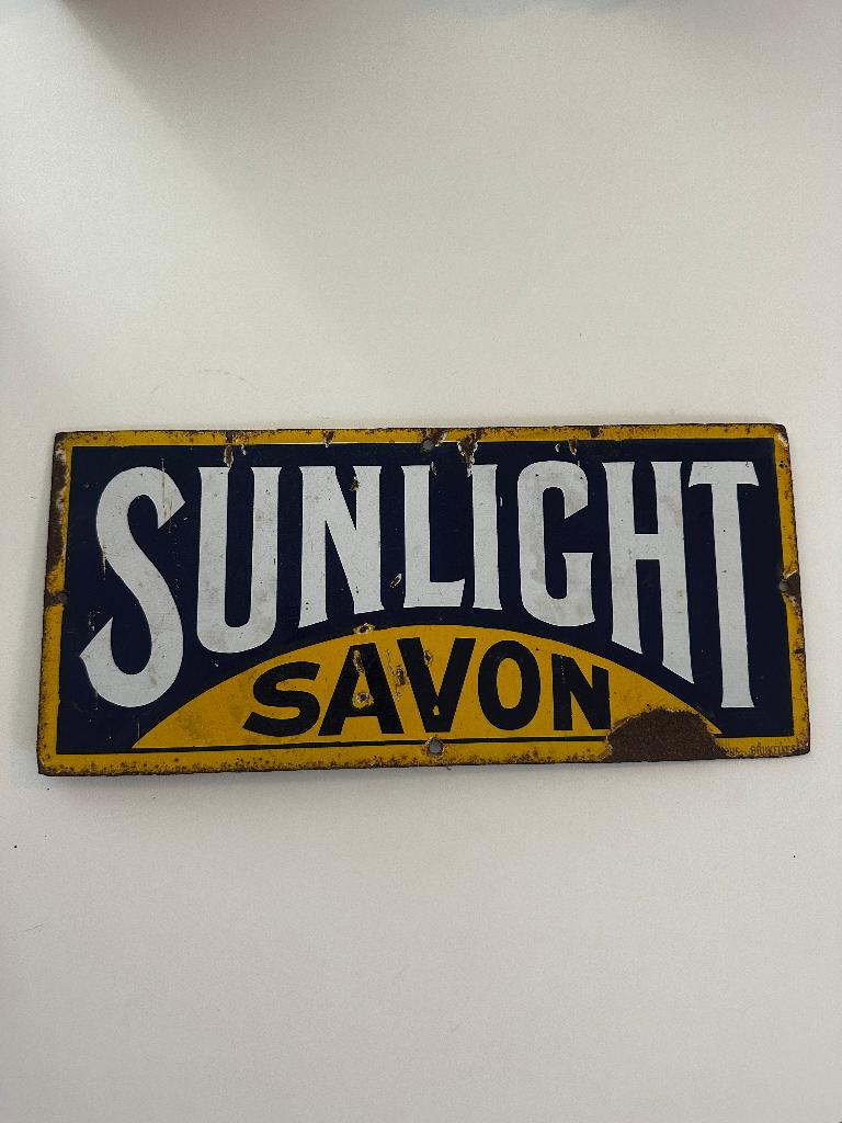 Vintage Sunlight Savon emaille reclamebordje, Enlèvement ou Envoi