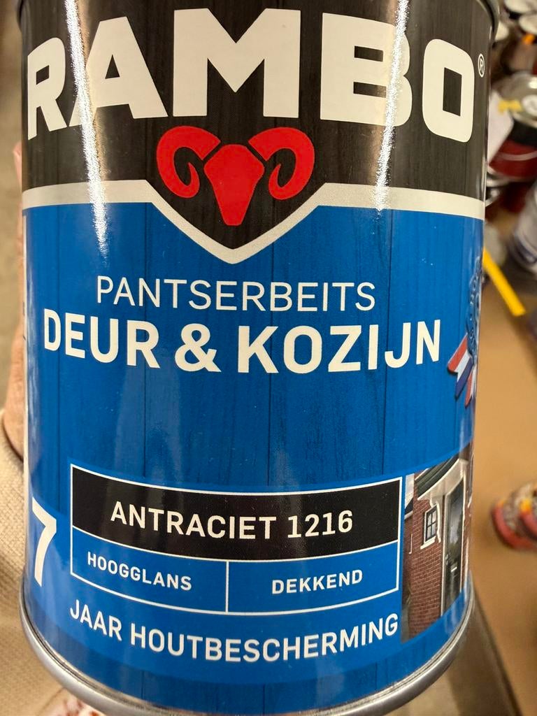 Rambo antracietgrijze dekkende beits 0,75l en 2,5liter, Bricolage & Construction, Bois & Planches, Enlèvement ou Envoi, Neuf