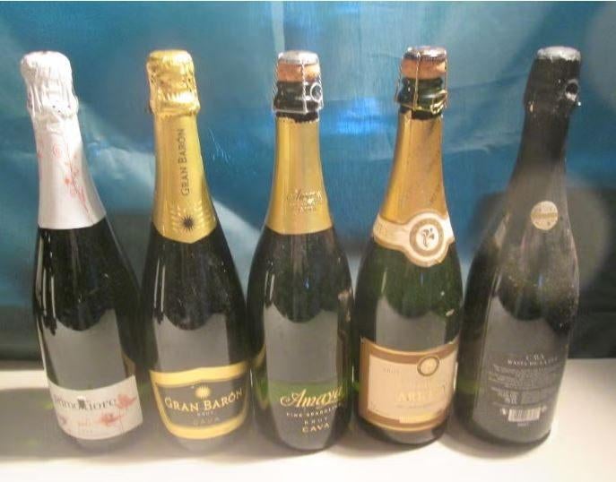 5x Spaanse Cava van verschillende wijnhuizen, Spanje, Overige typen, Ophalen of Verzenden, Zo goed als nieuw