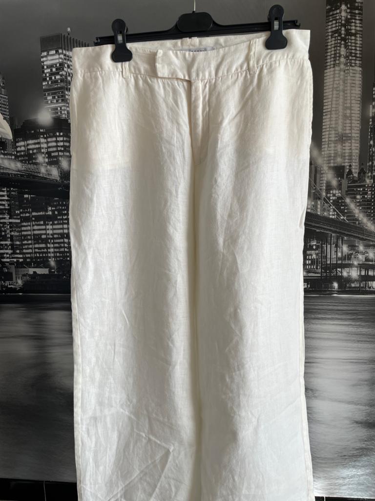 Zara Woman linnen broek wit maat 40 - wide leg - zomer, Kleding | Dames, Broeken en Pantalons, Maat 38/40 (M), Verzenden, Wit