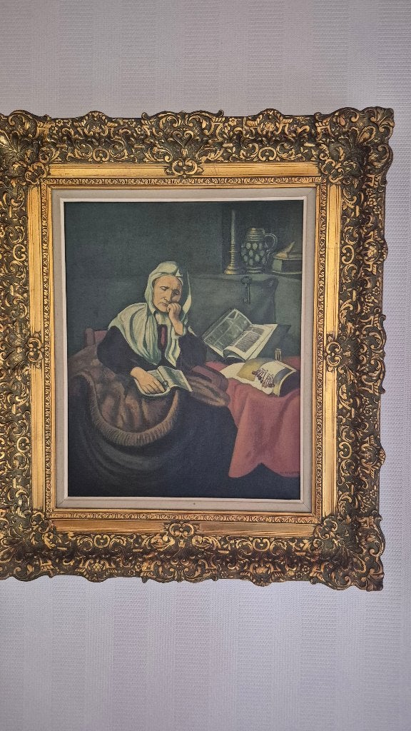 Olieverf schilderij op doek, Antiek en Kunst, Ophalen, Doek, Portret of Personen, Handgeschilderd