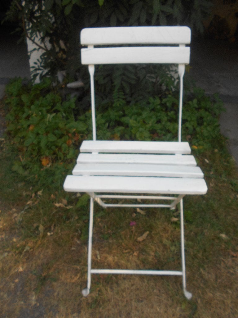 ancienne chaise de bistrot ou de jardin bois et fer forgé, Jardin & Terrasse, Enlèvement, Utilisé, Bois, Pliant