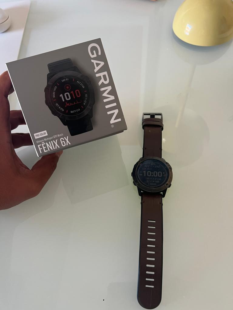 Garmin Fenix 6x Pro Solar Titanium 51 mm horloge, Ophalen of Verzenden, Zo goed als nieuw, Zwart