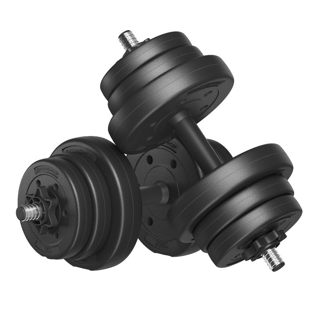 Set d'haltères professionnel avec 2 x 10 kg maximum - Noir