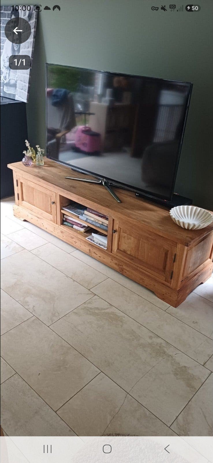 Prachtig massief eiken tv-meubel – 180 x 50 x 50 cm – €99, Ophalen