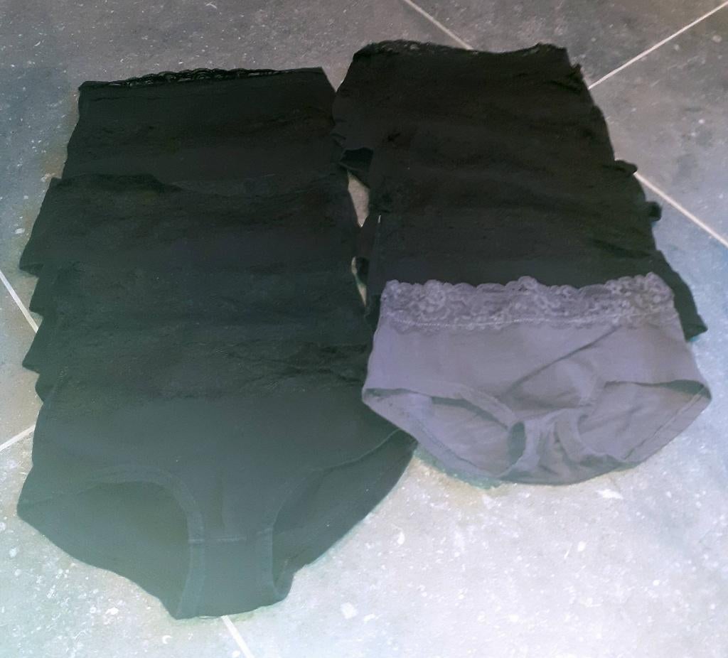 slip set 14 hipster zwart en grijs met kant Zeeman S, Ophalen of Verzenden, Zwart, Slip