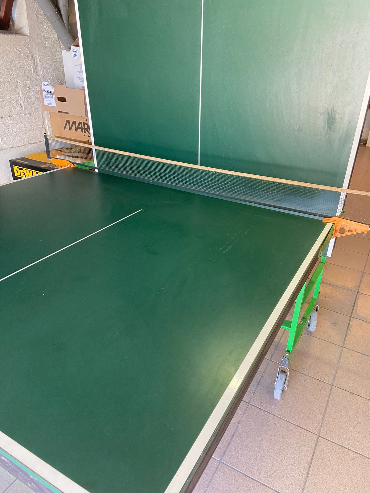 Tafeltennistafel-Manitoba-afm. 276x152,5-groen-, Sport en Fitness, Tafeltennis, Ophalen, Gebruikt, Net, Batje(s) of Balletje(s)