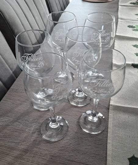 Set van 6 glazen- Filliers Dry Gin 28, Verzamelen, Ophalen of Verzenden, Nieuw, Borrel- of Shotglas